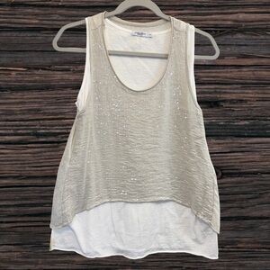 Cream Asymmetrical Relaxed Tank Top
